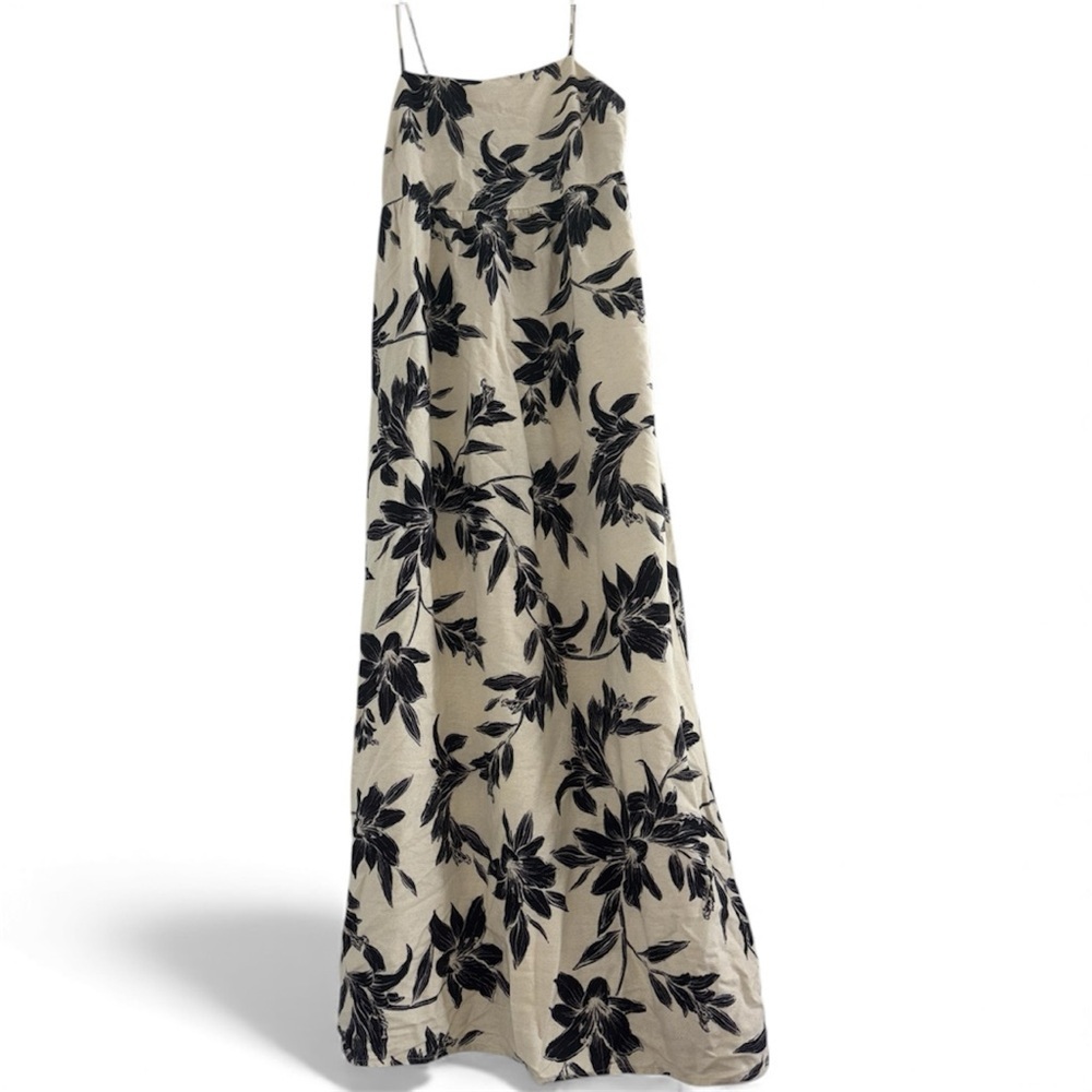 NWT Linen Tropical Neutral Maxi Dress - Picture 3 of 13